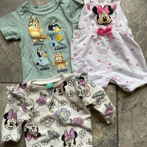 Disney Baby Girl 12M Clothing Set with Minnie Mouse and Bluey